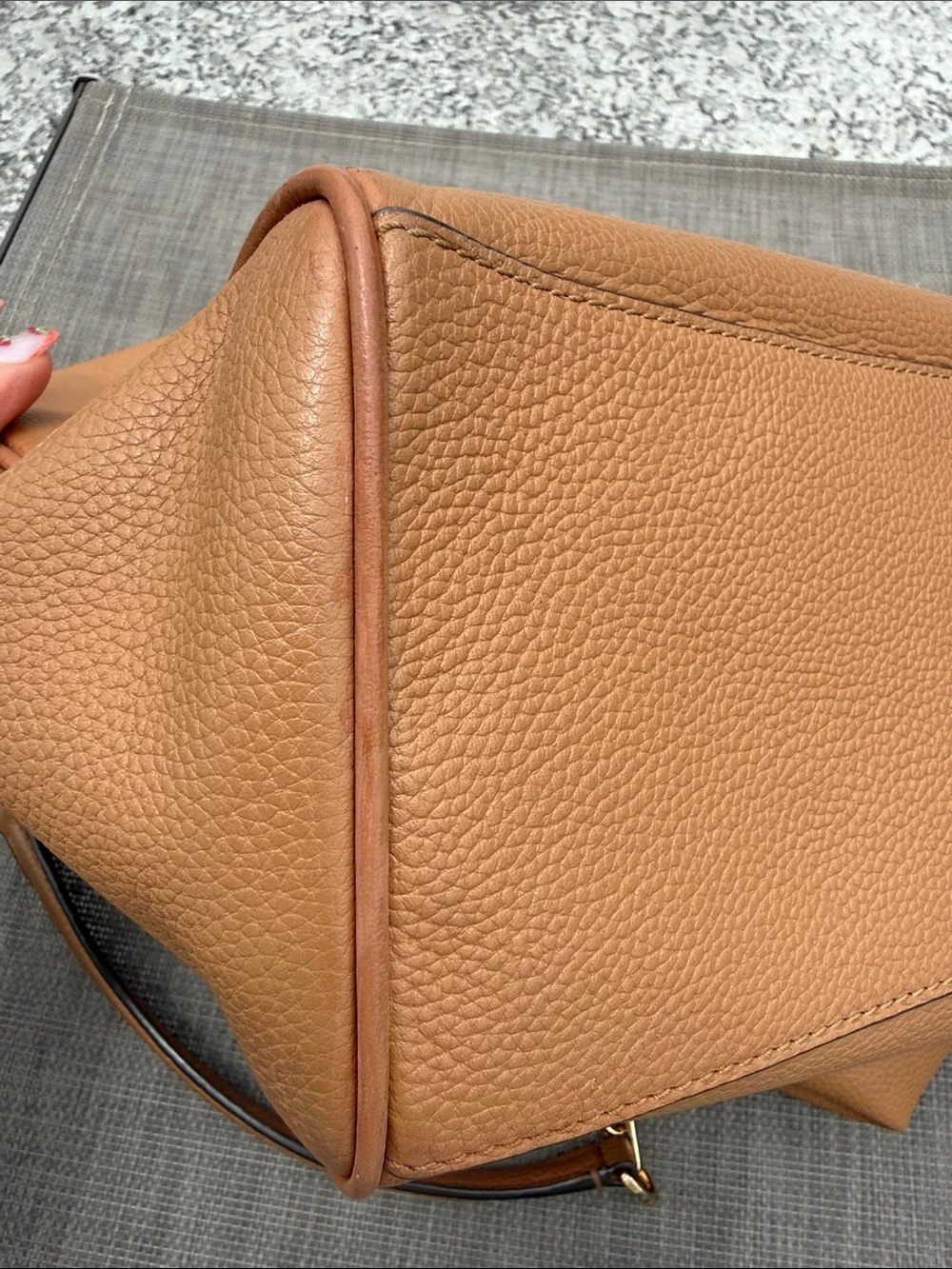 Tory Burch Cognac Pebbled Leather Shoulder Hobo with Gold Logo EUC